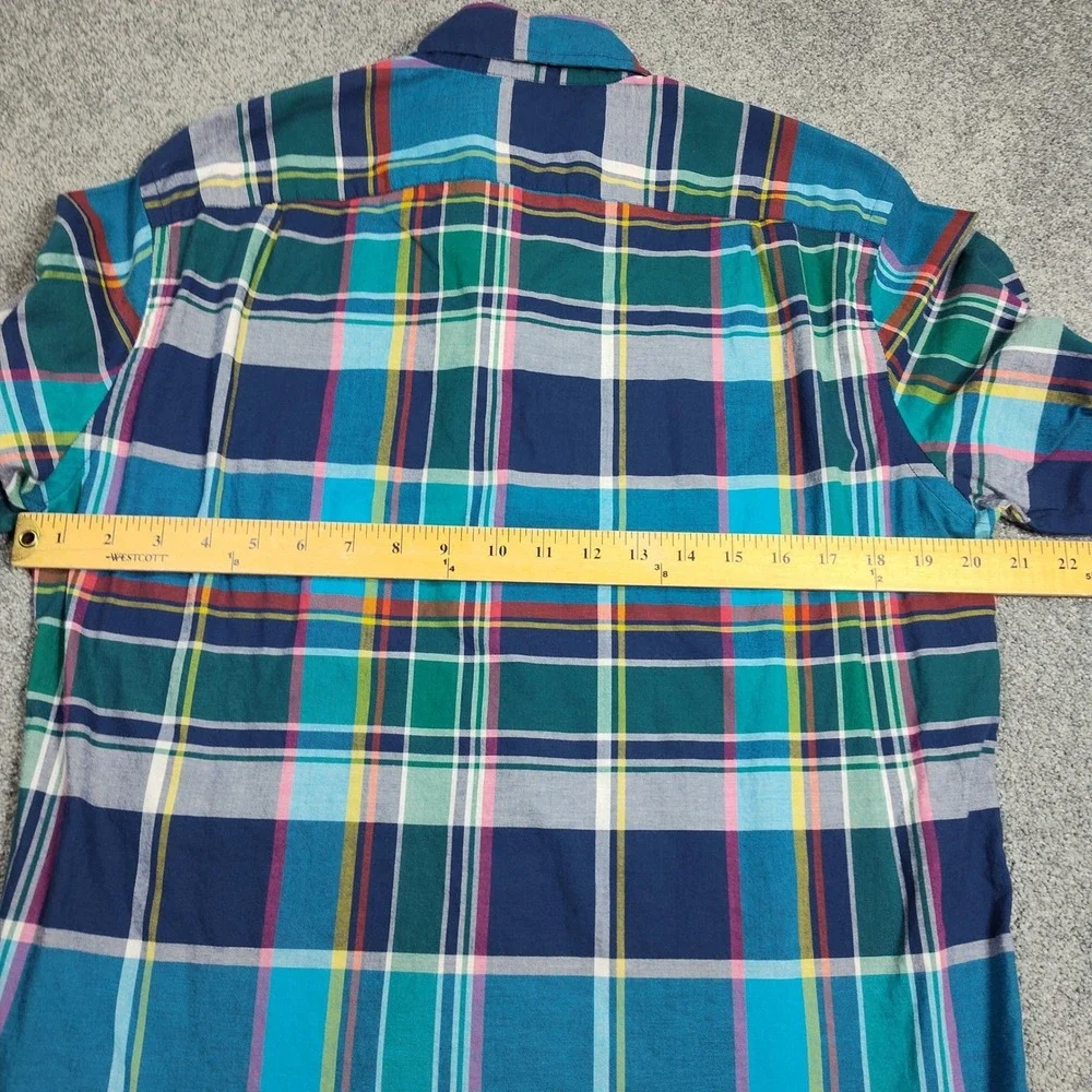 J Crew Button Down Shirt Mens M Slim Fit Summer Plaid Blue Multi 44917 Excellent